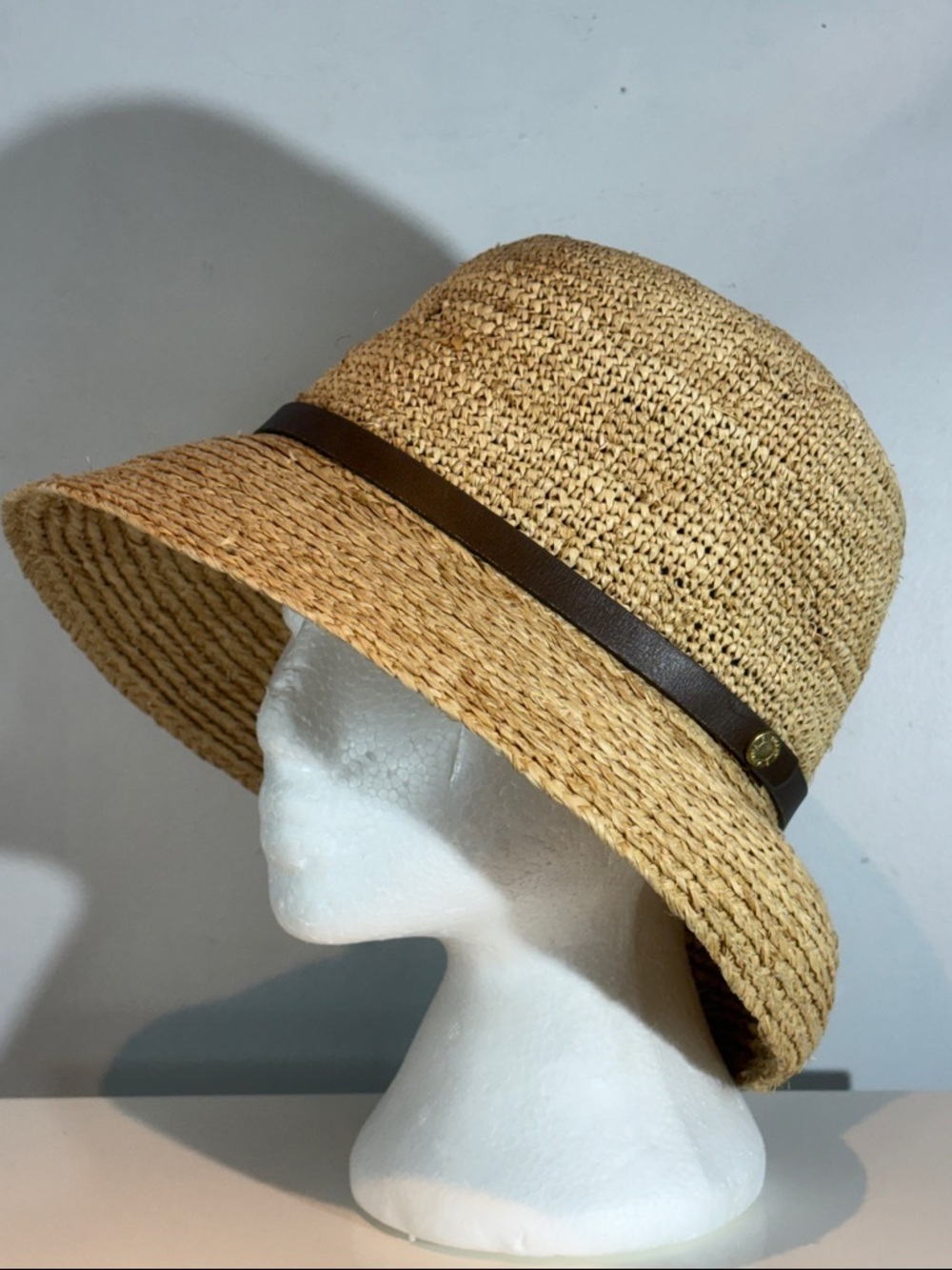 Tilley Raffia Sun Hat S/M Wide Brim Straw Bucket Hat Brown Band